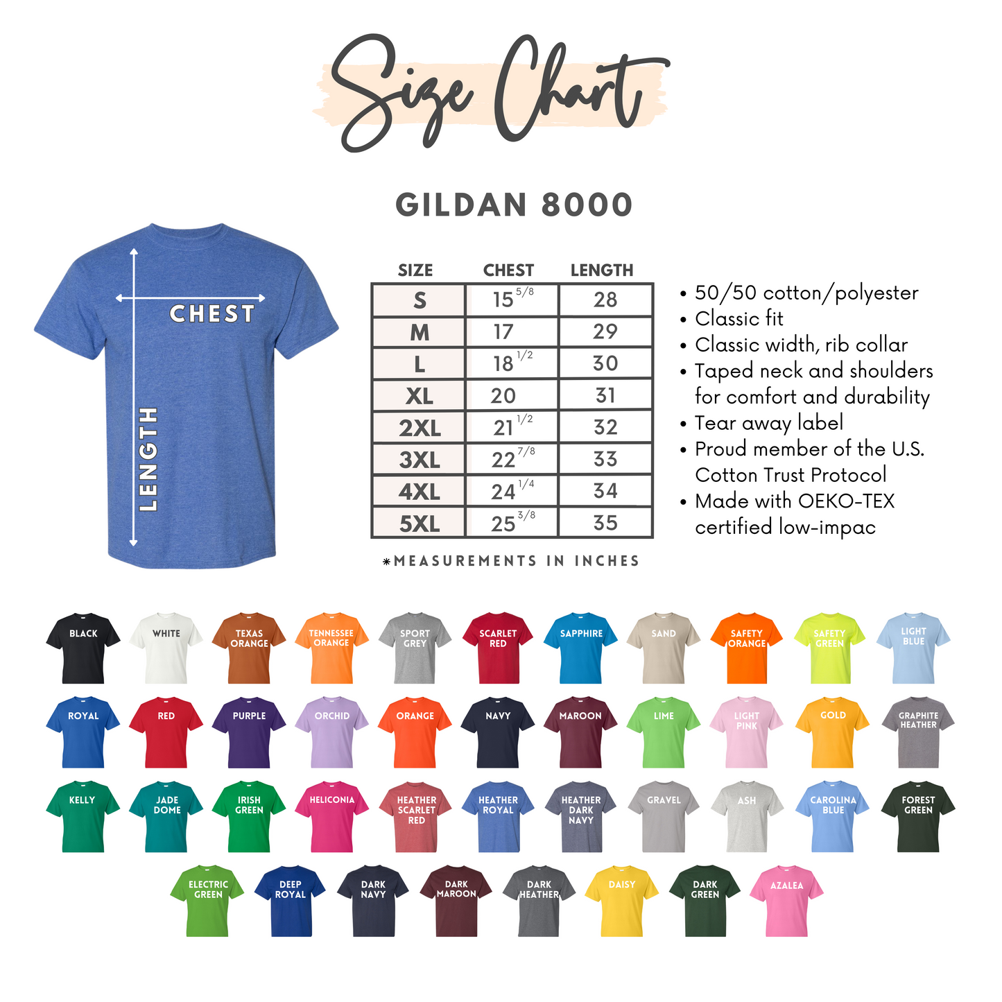 Blank Gildan 50/50 Unisex T-Shirt G800 RTS