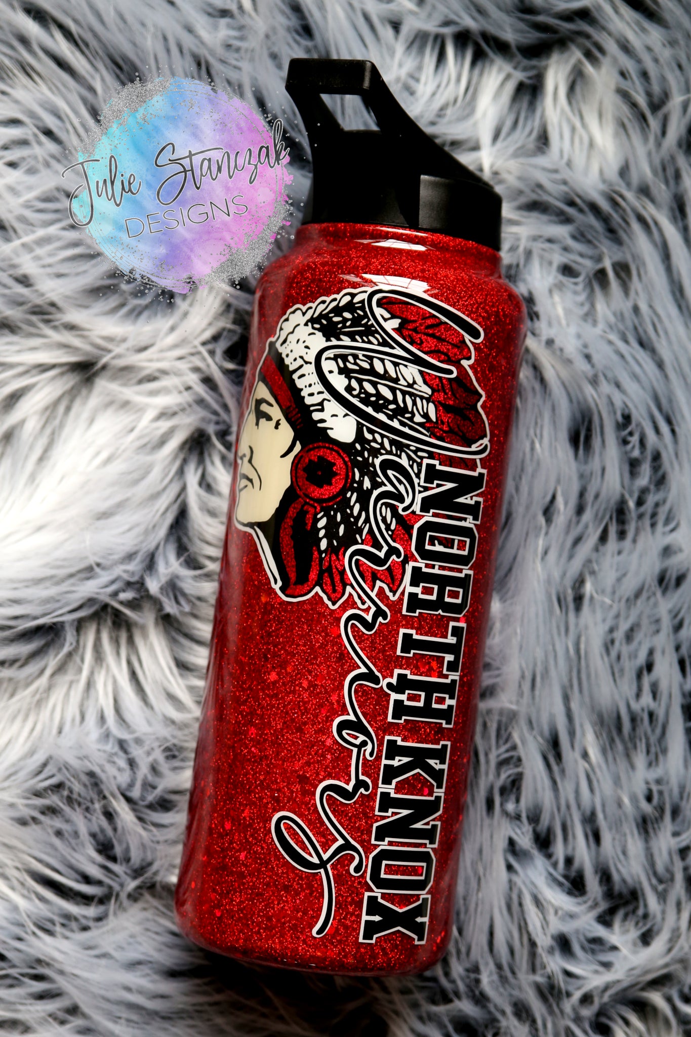 North Knox Warriors Glitter Tumbler Script