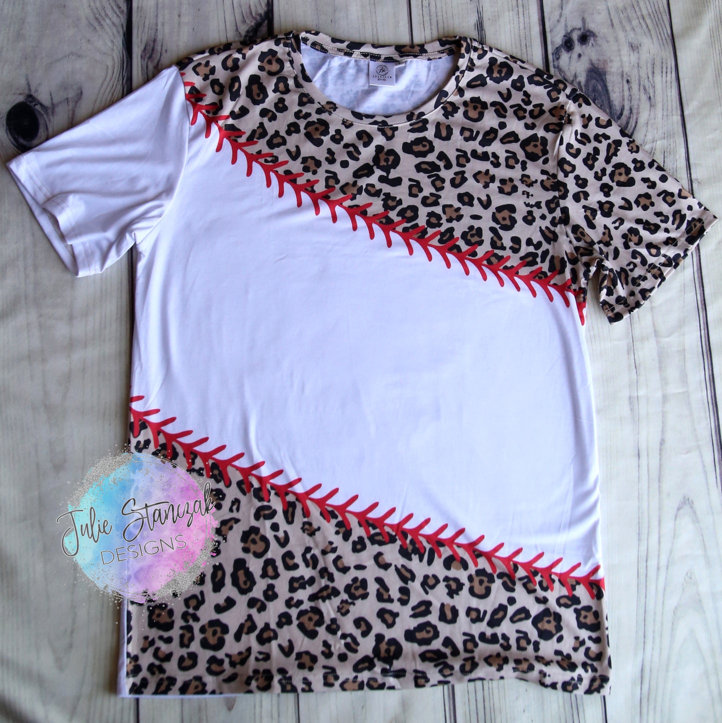 Blank Baseball Leopard Sublimation Polyester T-Shirt