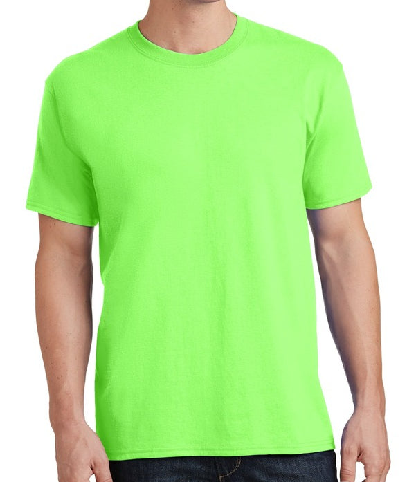 Blank Port & Company Unisex Core Cotton Tee Neon Green PC54 RTS