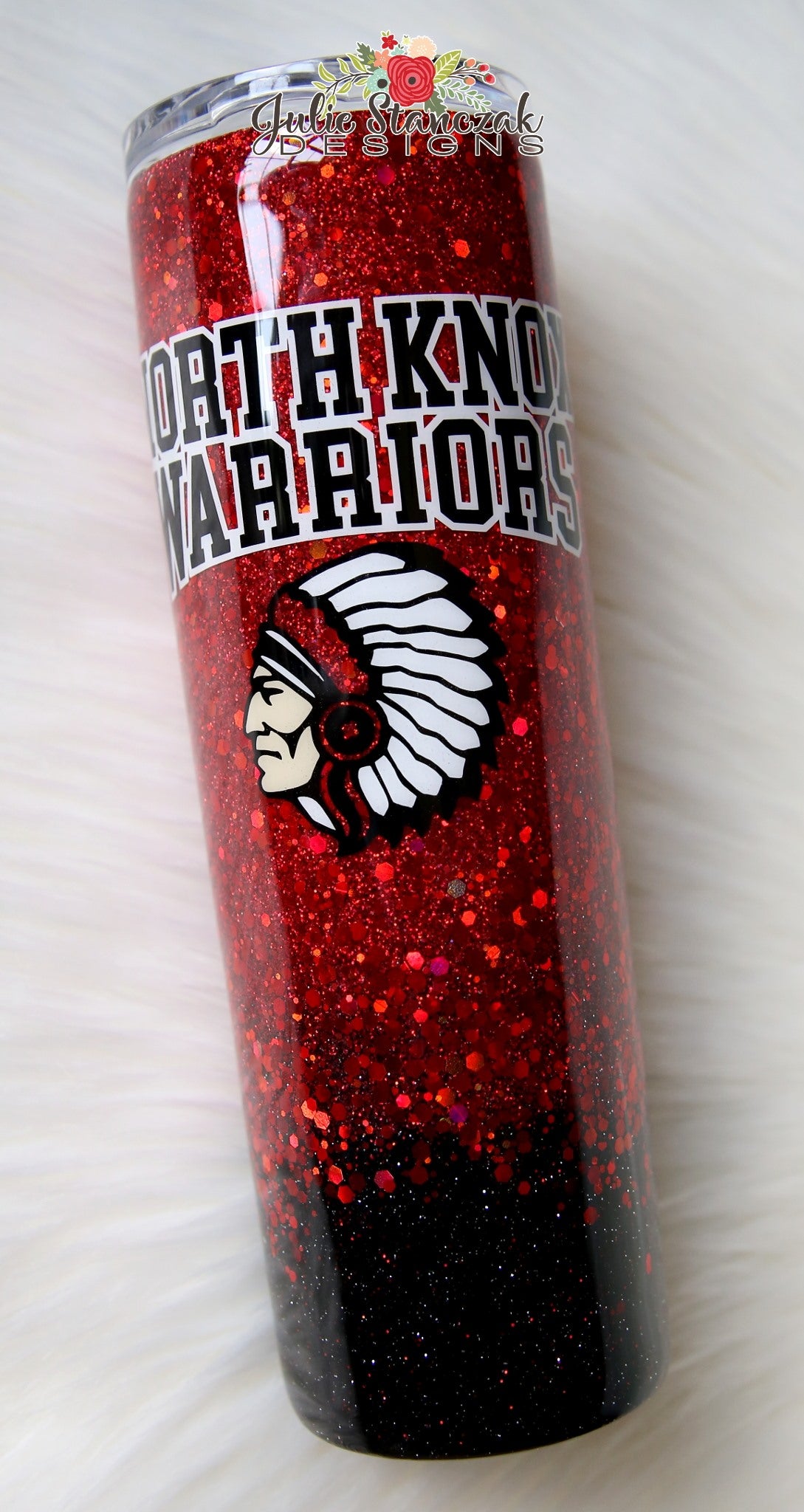 North Knox Warriors Glitter Tumbler Skinny