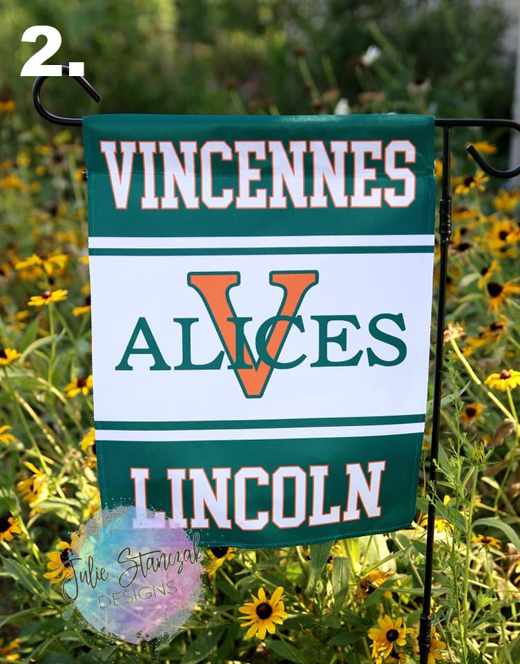 Vincennes Lincoln Alices Garden Flag - 2 Options