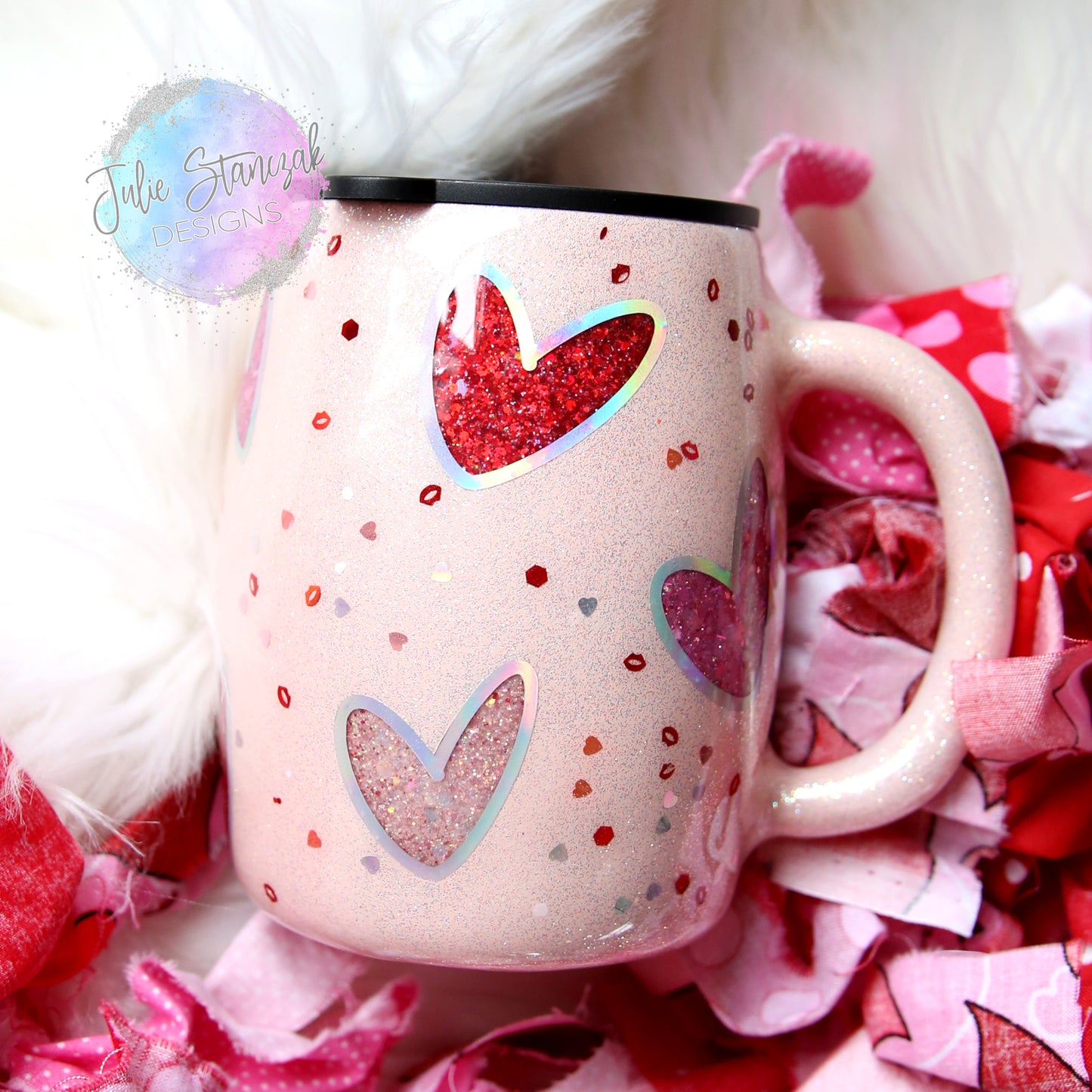 Valentine's Day Hearts Peekaboo Glitter Tumbler