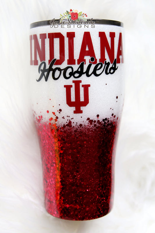 Indiana University IU Hoosiers Glitter Tumbler