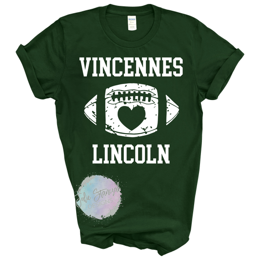 Vincennes Lincoln Alices Football Distressed Heart