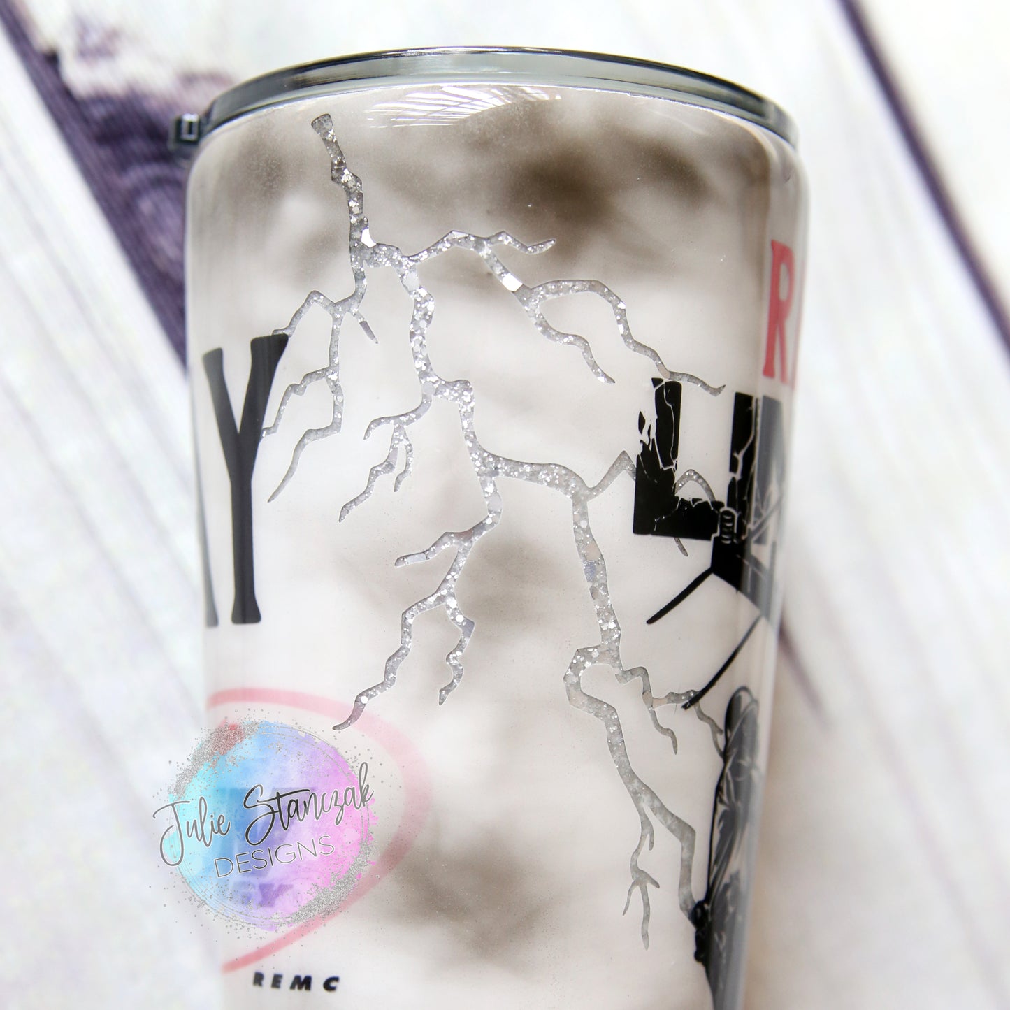 Lineman Retired Rain Shine Sleet Power Lightning Personalized Glow in the Dark Tumbler