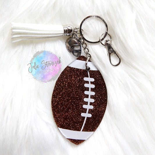 Football Personalized Glitter Keychain