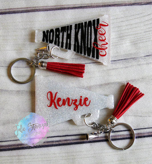 Cheer Cheerleader Megaphone Keychain Personalized - Any School