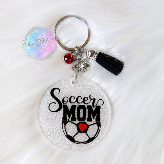 Soccer Mom Glitter Keychain