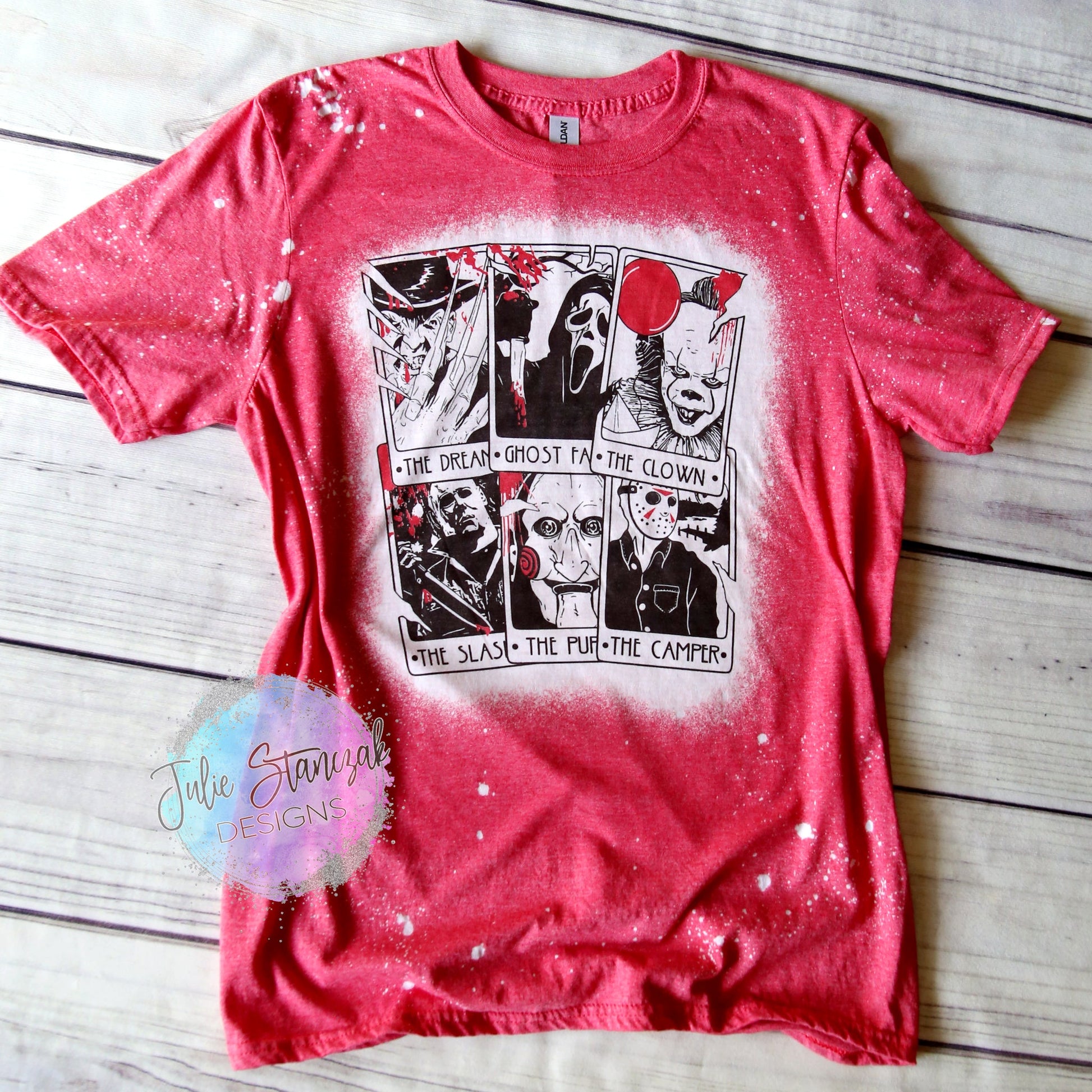 Horror Movie Tarot Cards Bleached Shirt