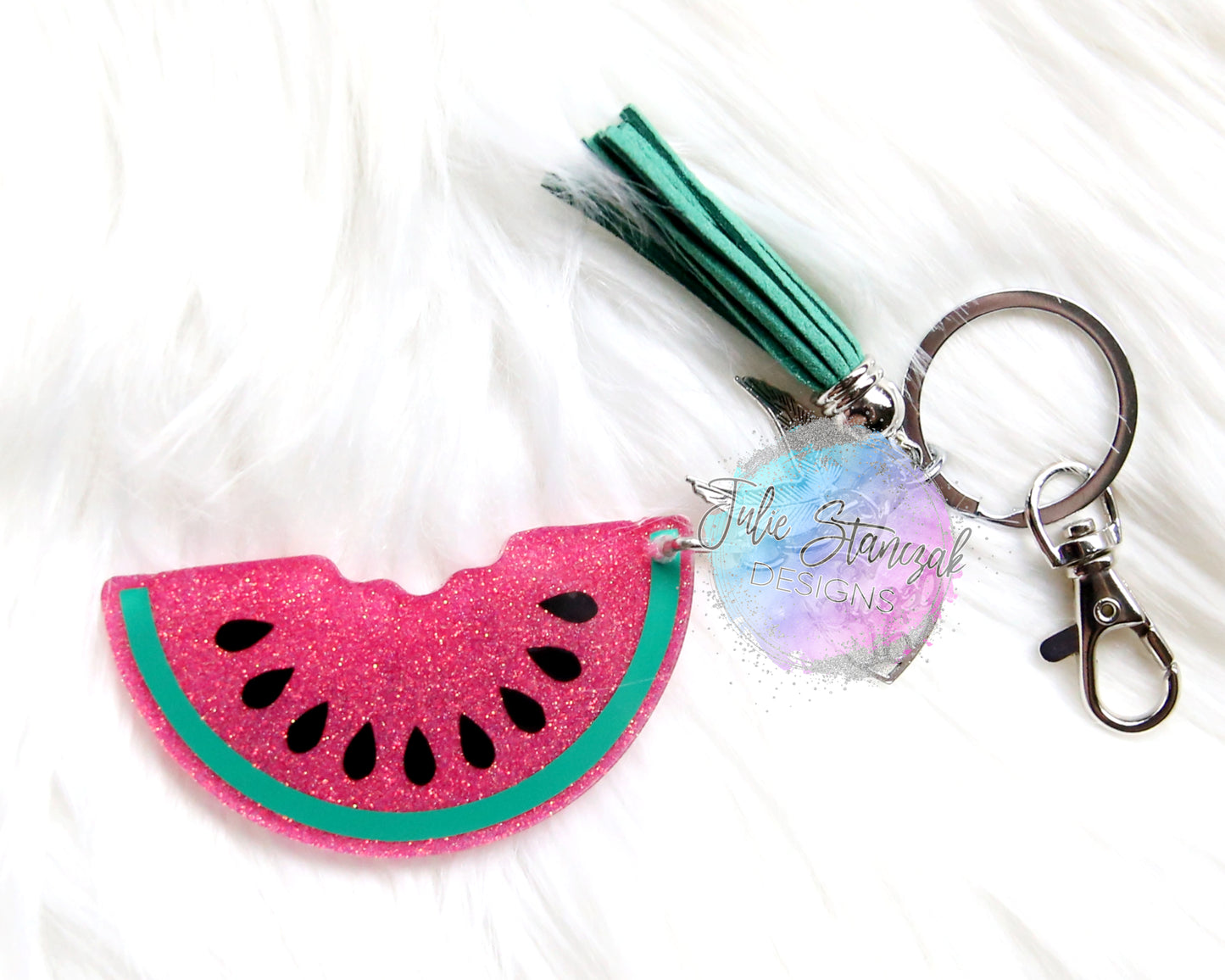 Watermelon Glitter Keychain