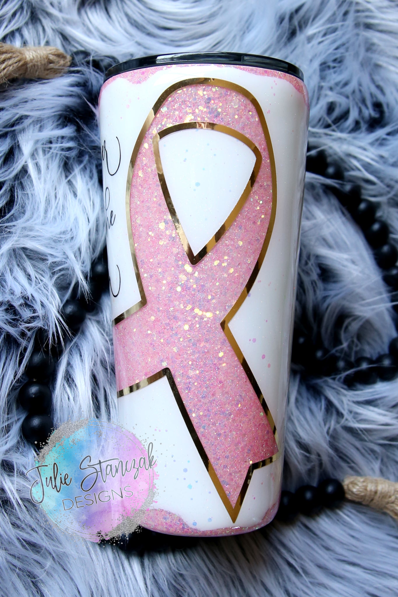 Breast Cancer Stronger Than The Storm Glitter Tumbler