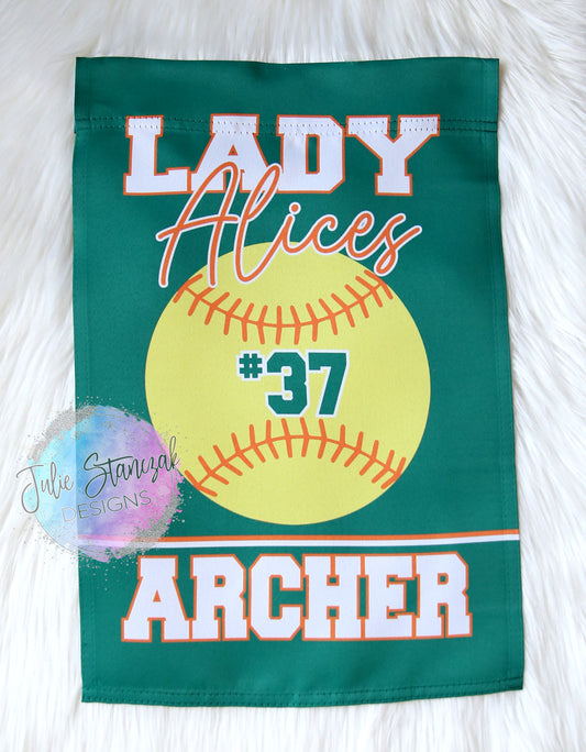 Softball Personalized Garden Flag