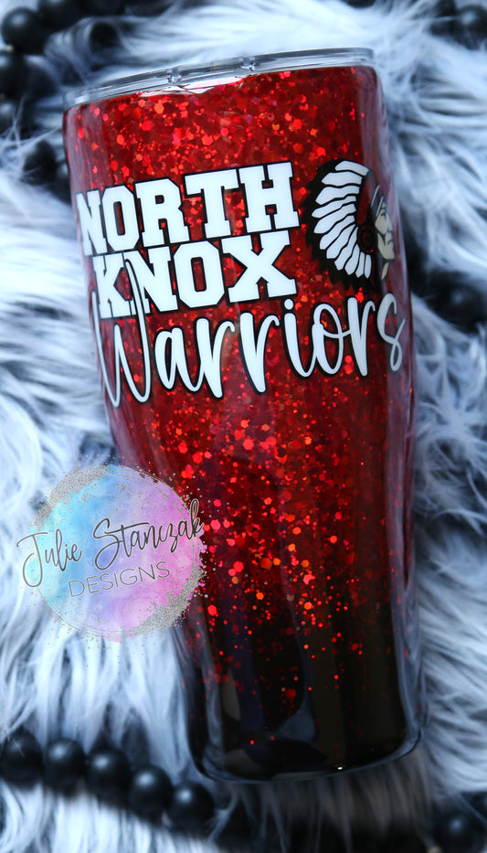 North Knox Warriors Glitter Tumbler