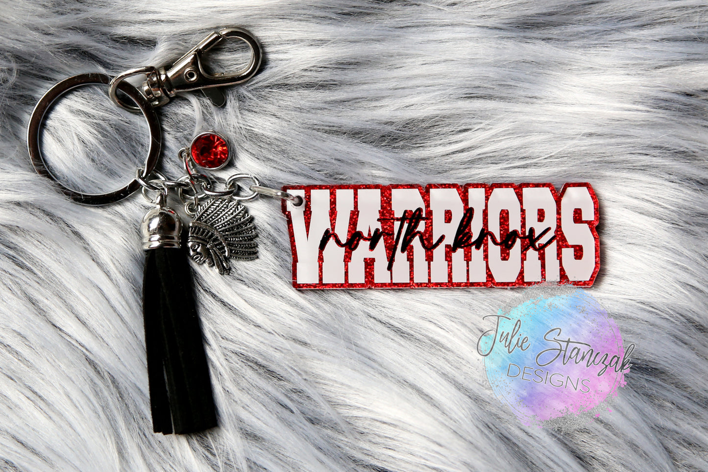 North Knox Warriors Glitter Keychain Knockout