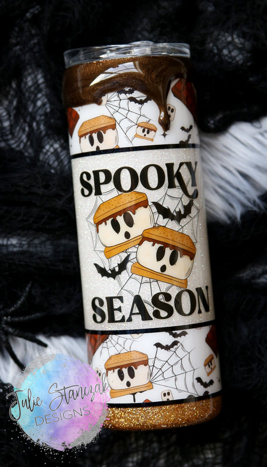 S'mores Spooky Season Bats Glitter Tumbler RTS