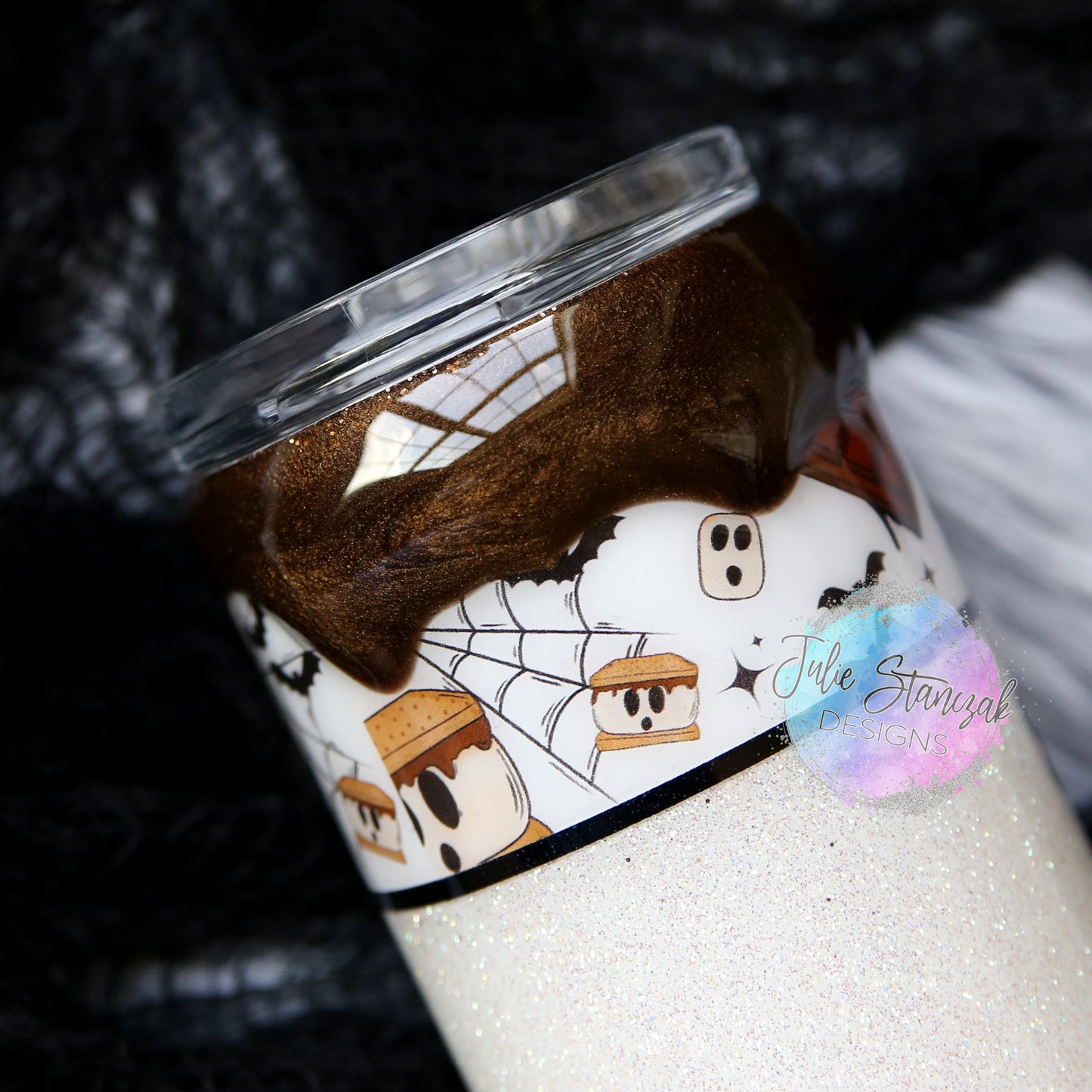 S'mores Spooky Season Bats Glitter Tumbler RTS