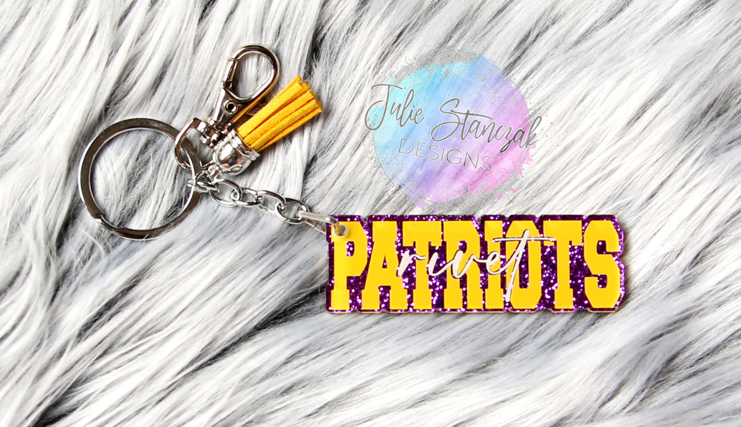 Rivet Patriots Glitter Keychain Knockout