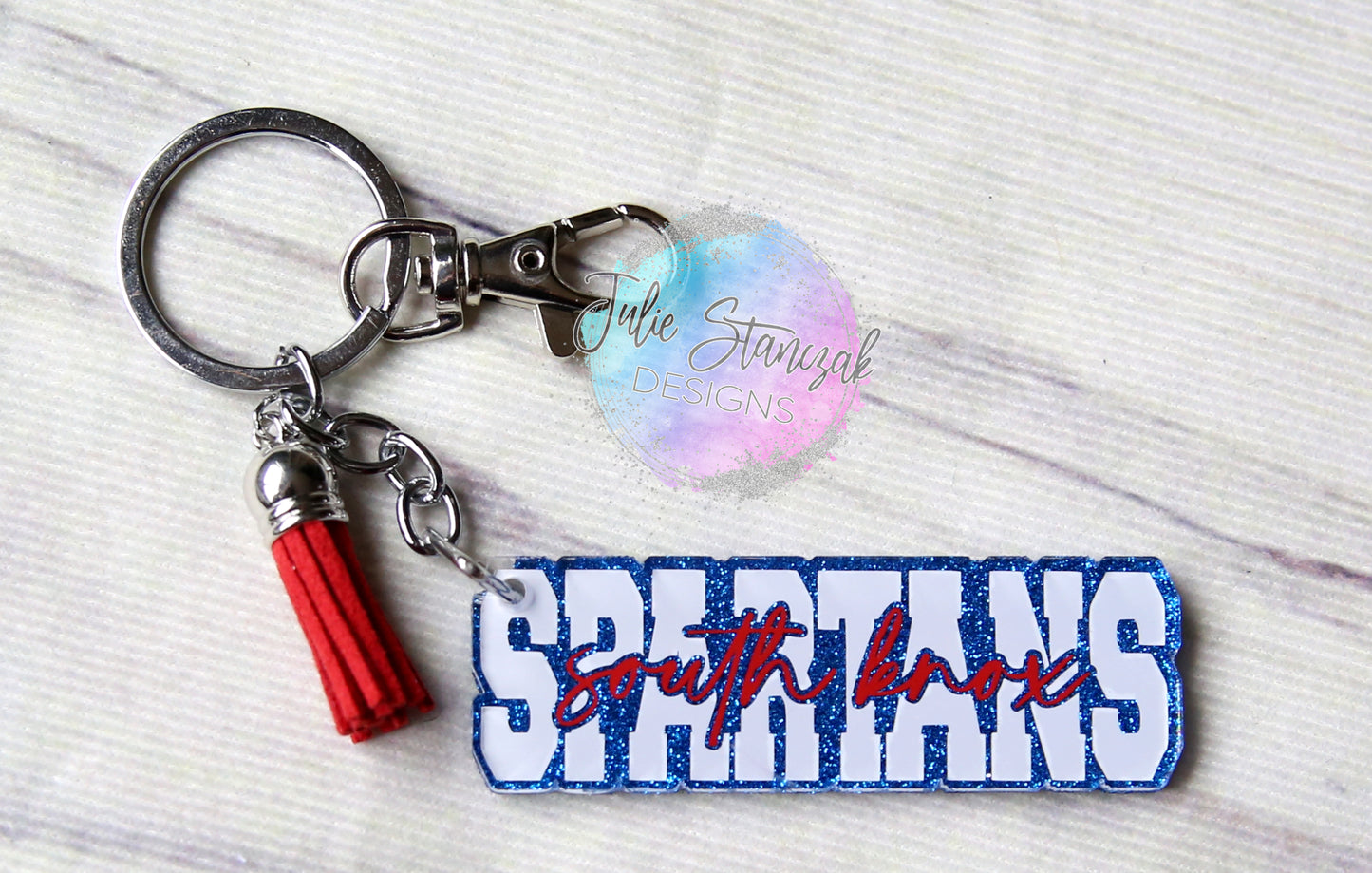 South Knox Spartans Glitter Keychain Knockout RTS