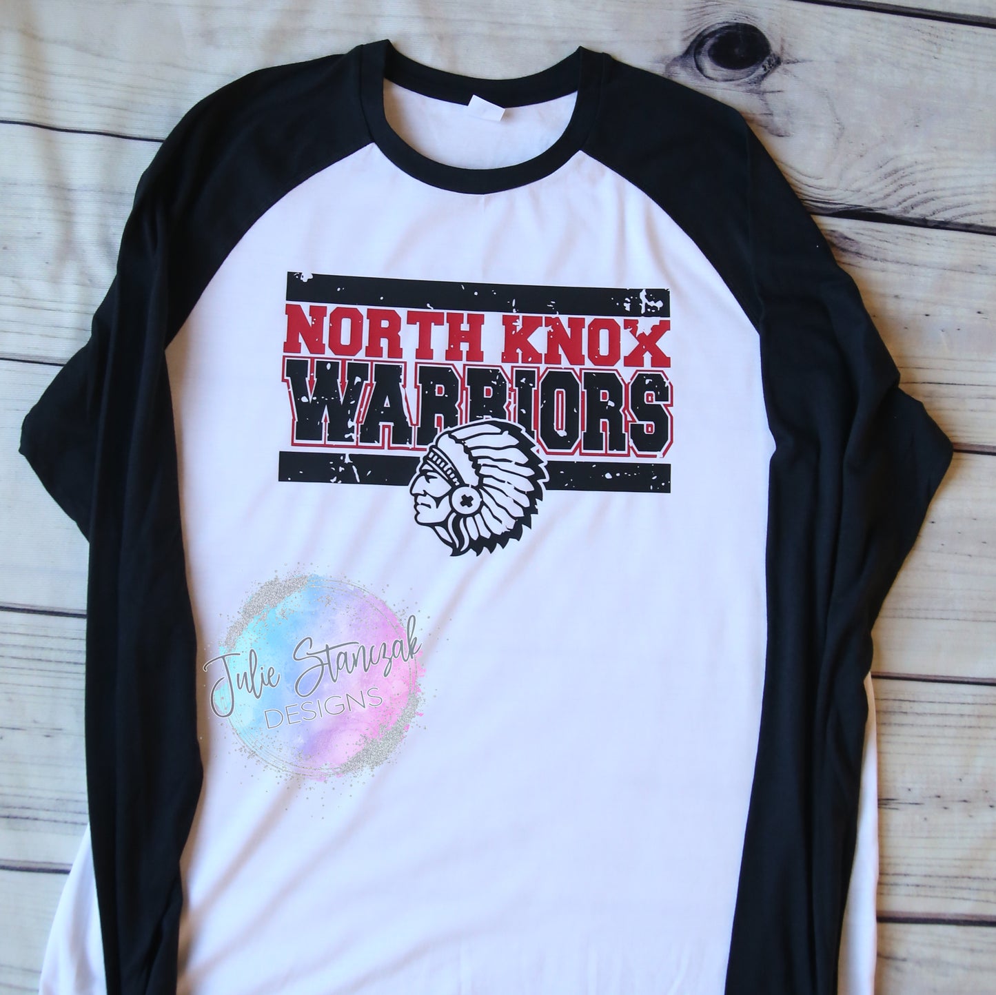 North Knox Warriors Distressed Lines Raglan RTS