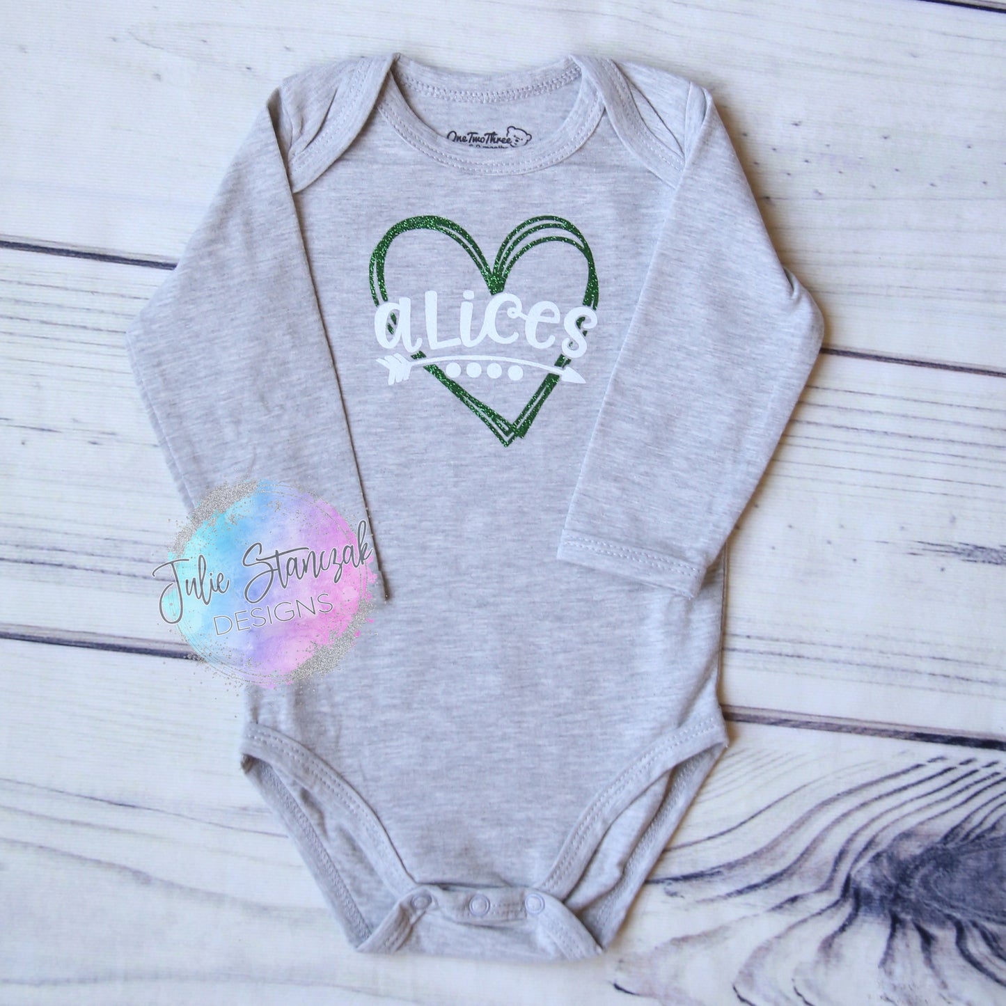 Vincennes Lincoln Alices Heart Baby Onesie RTS