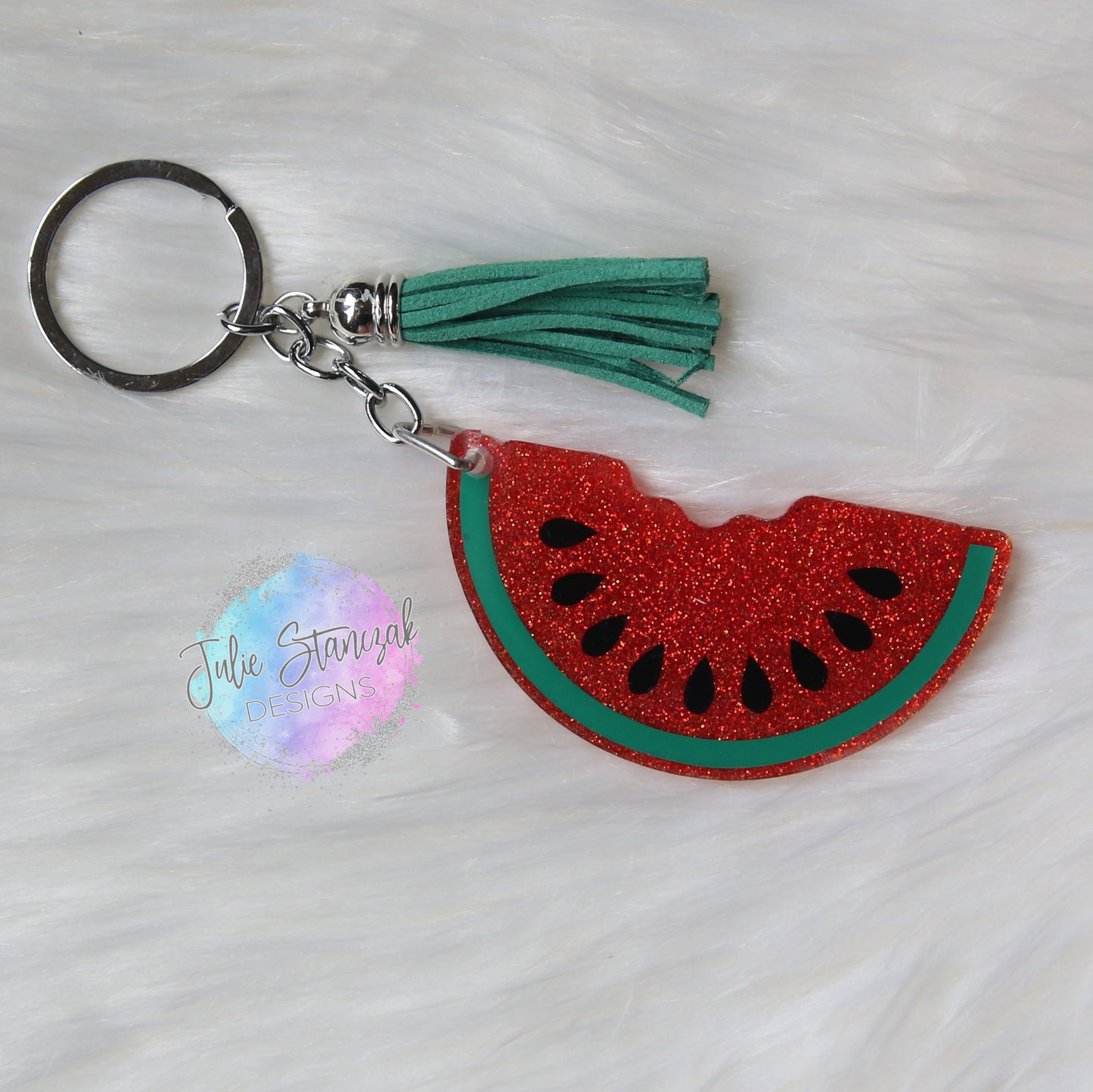 Watermelon Glitter Keychain RTS