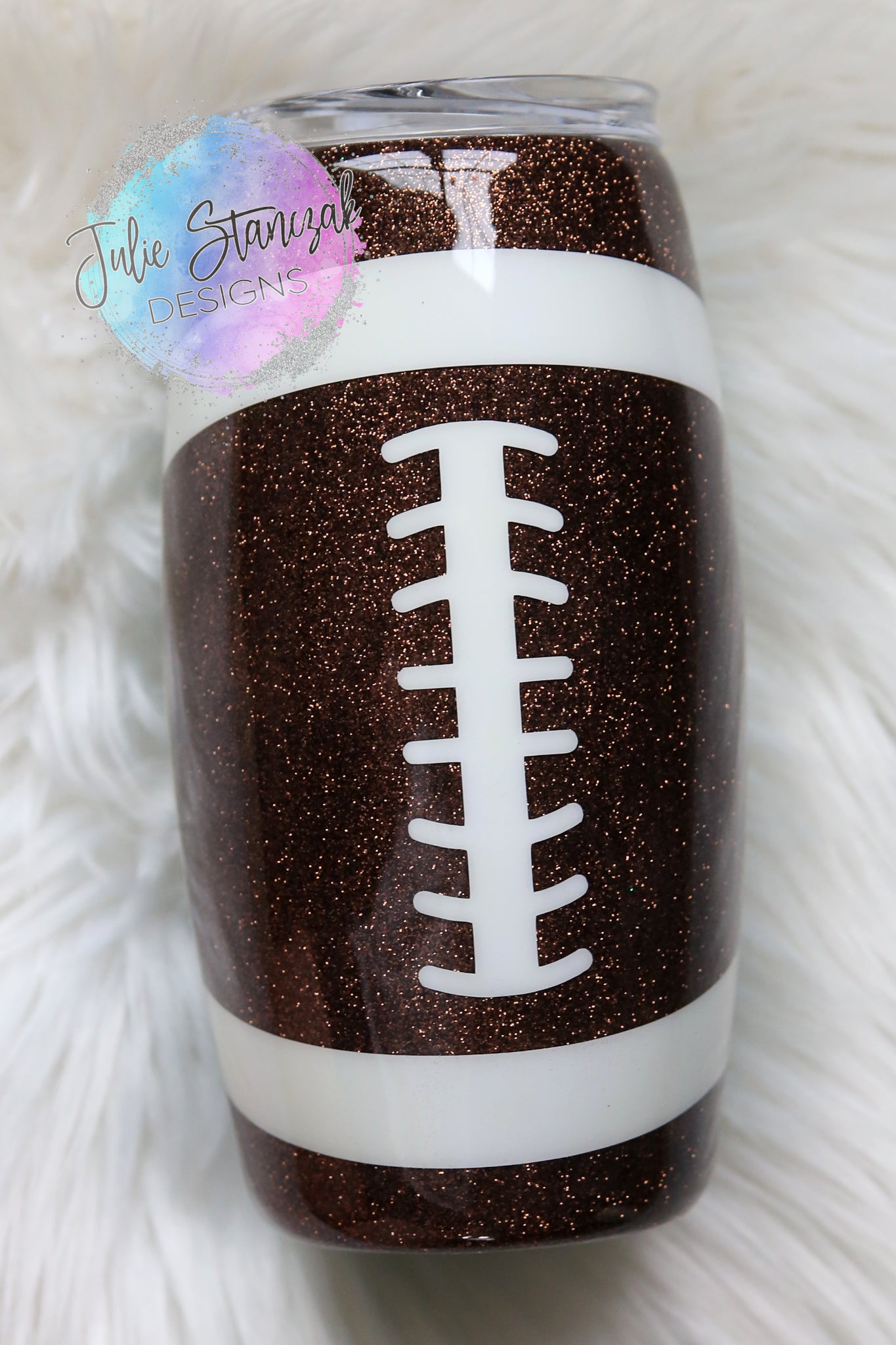 Football Heart on that Field Glitter Tumbler RTS