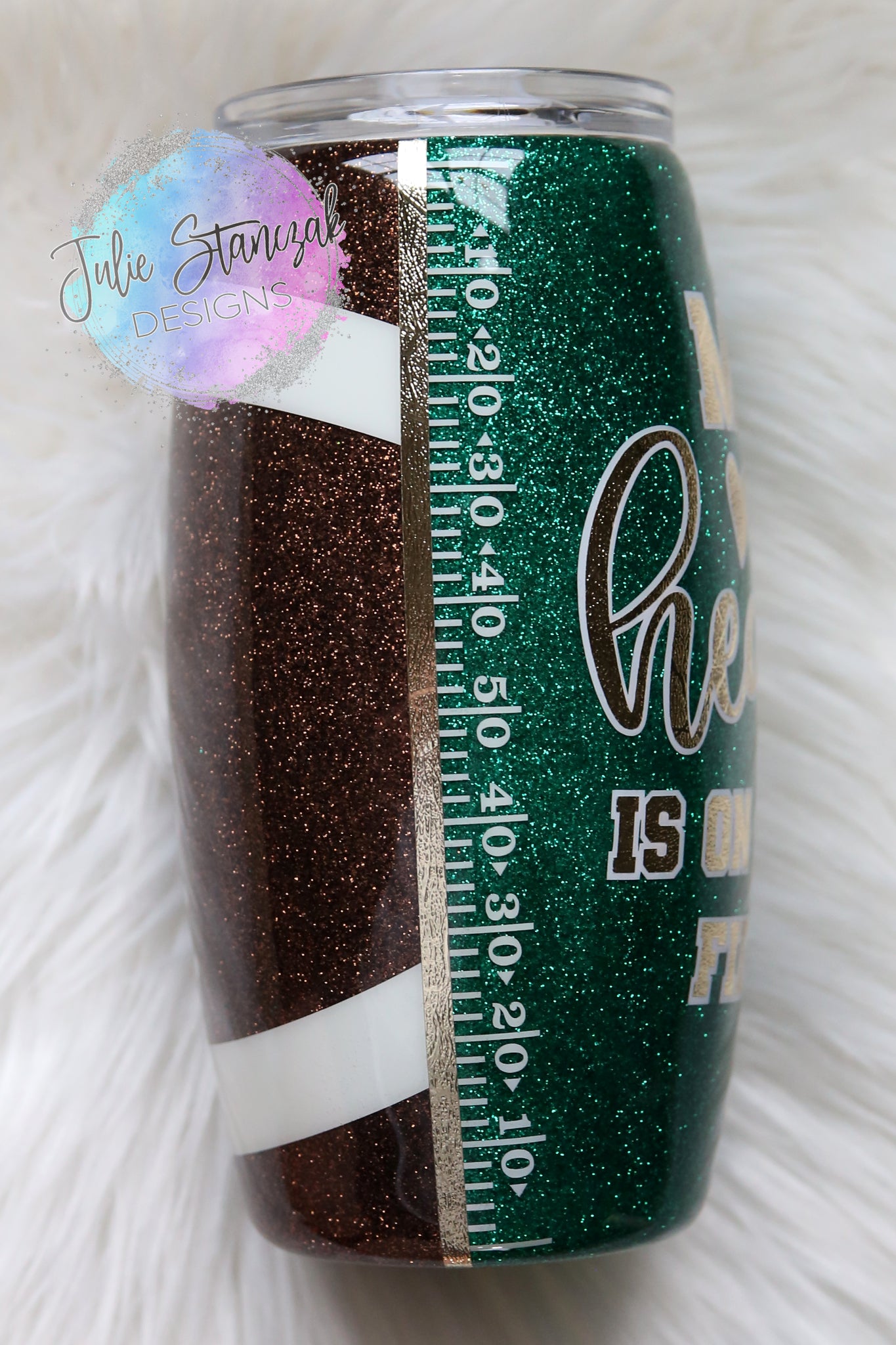 Football Heart on that Field Glitter Tumbler RTS