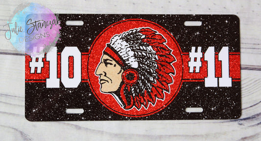 North Knox Warriors License Plate Mom #10 #11 Aluminum Glitter RTS