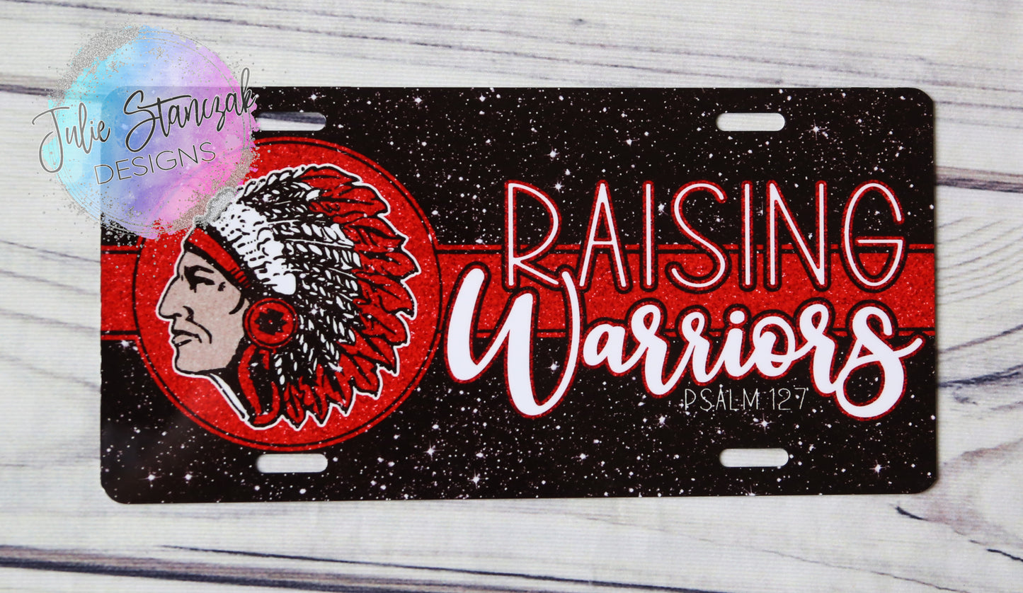 North Knox Warriors License Plate Raising Warriors Psalm 127 Aluminum Glitter RTS