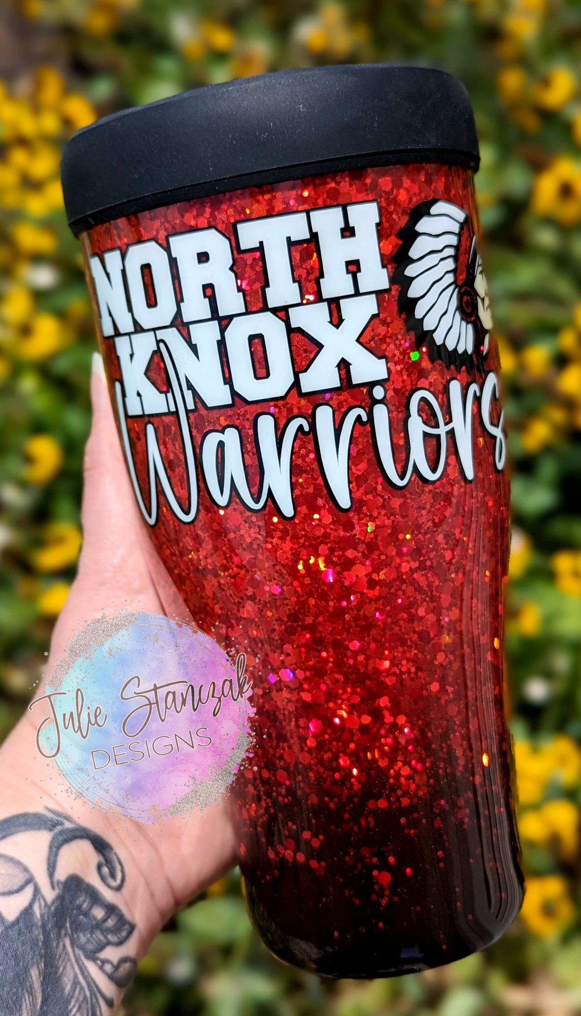 North Knox Warriors Glitter Tumbler