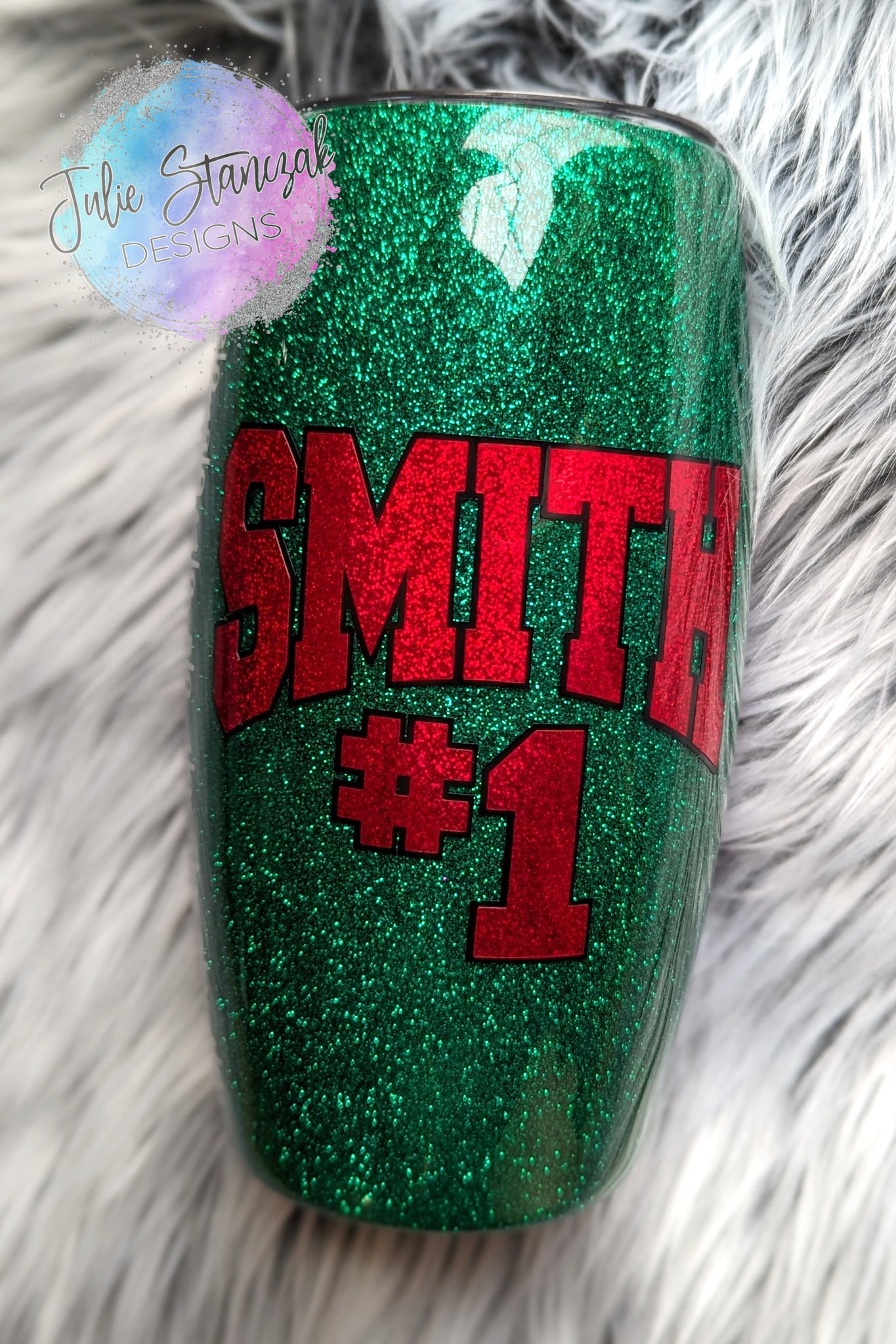 Football Personalized Glitter Tumbler