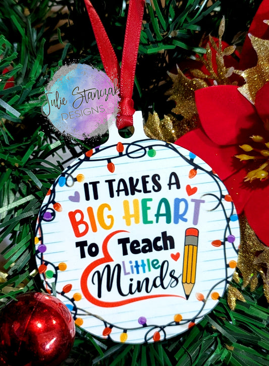 Christmas Teacher Big Heart Little Minds Ornament RTS