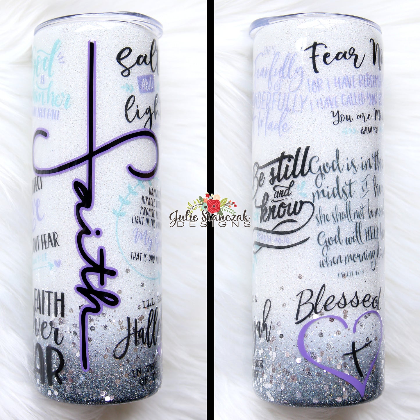 Christian Faith Religious Bible Verses God Glitter Tumbler