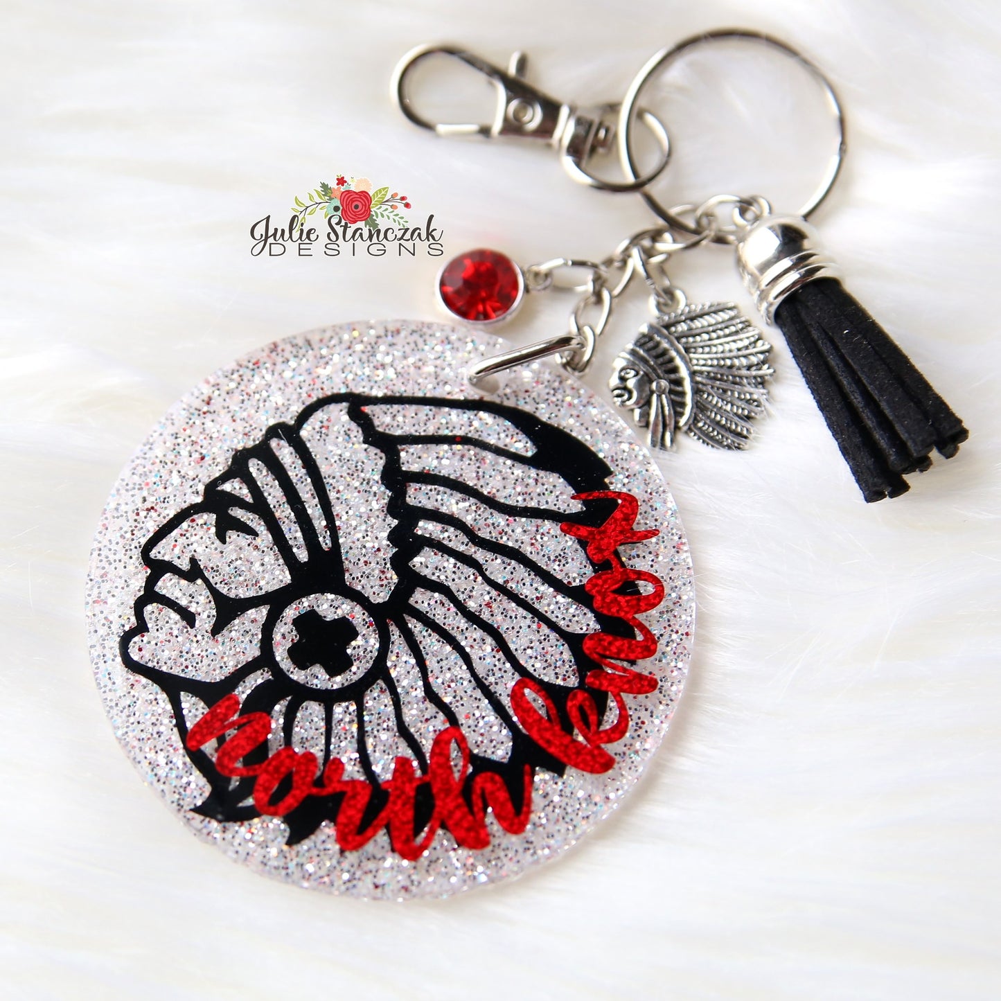 North Knox Warriors Glitter Keychain