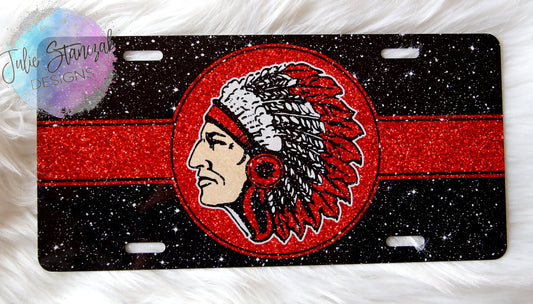 North Knox Warriors License Plate Glitter