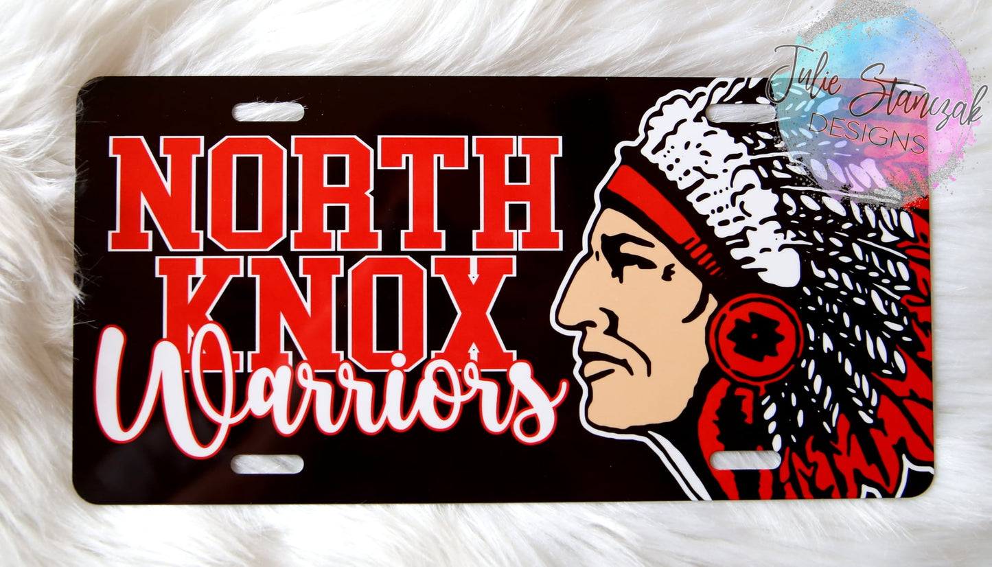 North Knox Warriors License Plate Cursive - 2 options