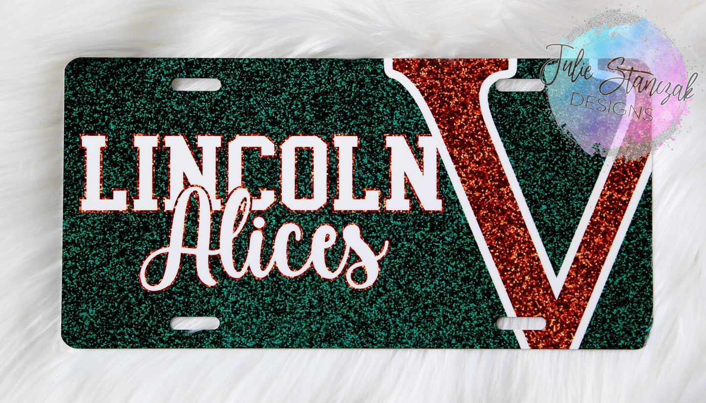 Vincennes Lincoln Alices License Plate Cursive - 2 options