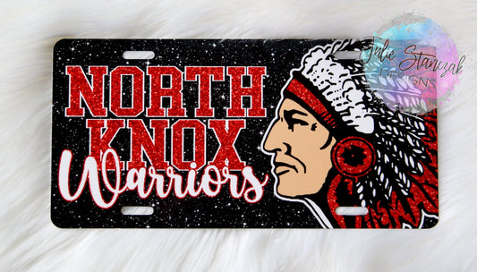 North Knox Warriors License Plate Cursive - 2 options