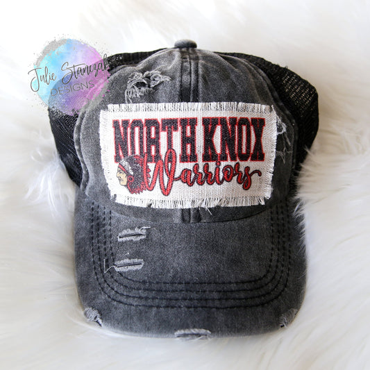 North Knox Black Criss Cross Vintage Ponytail Hat RTS