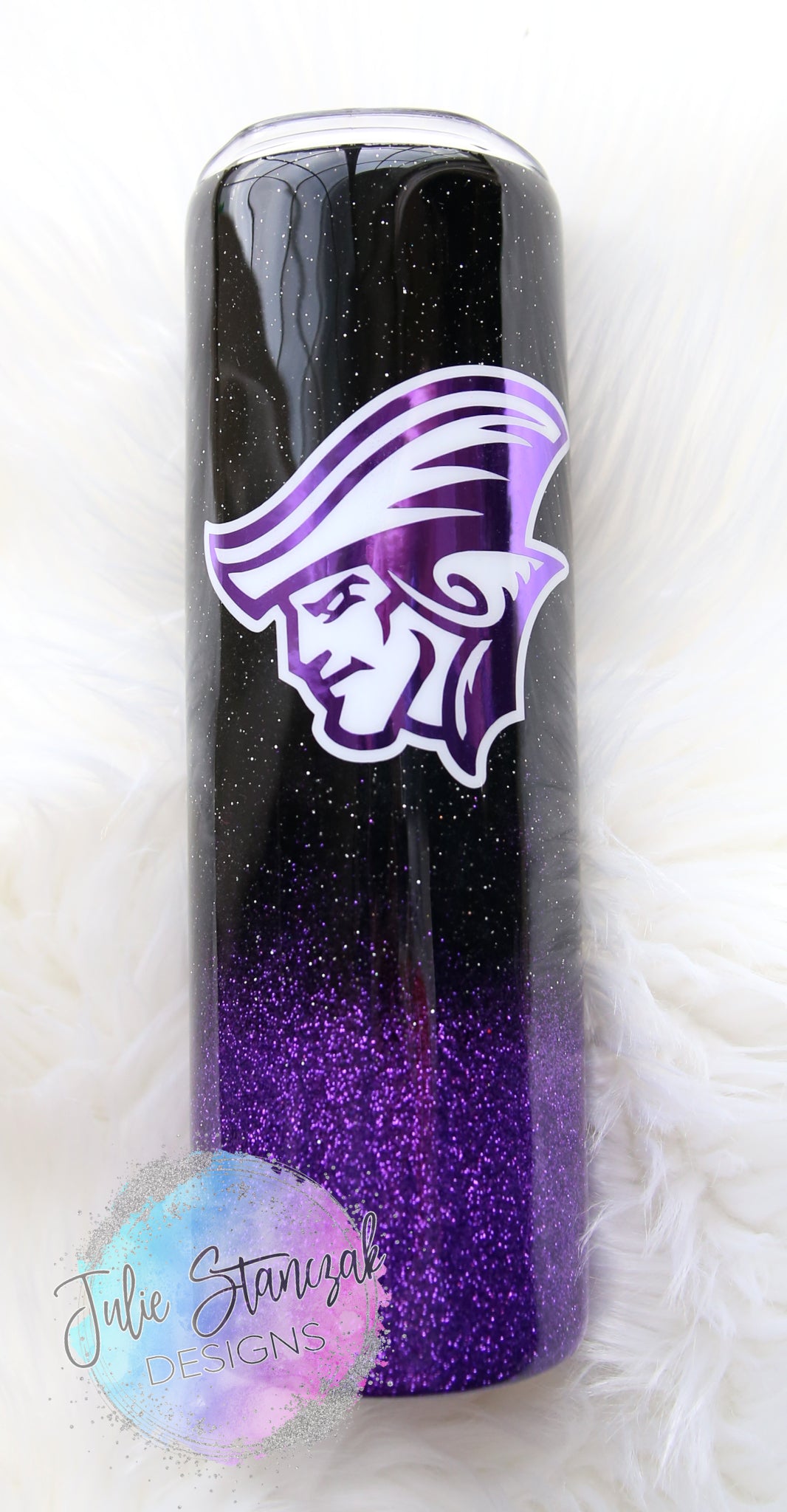 Rivet Patriots Glitter Tumbler Purple Black Skinny