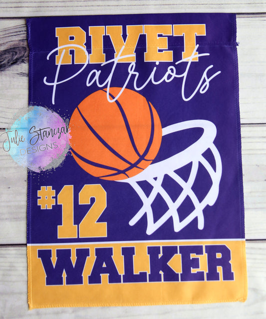 Basketball Garden Flag Personalized Any School Rivet