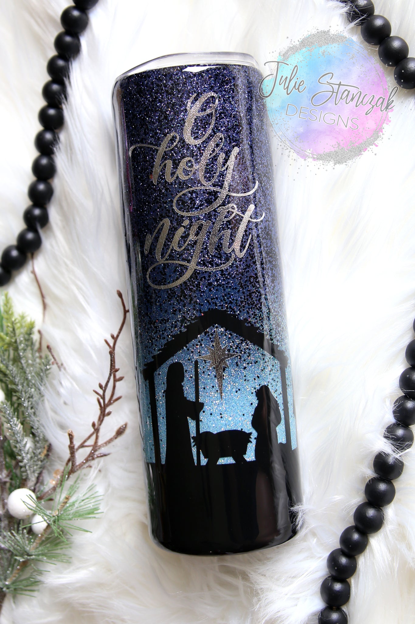 Christmas O Holy Night Glitter Tumbler