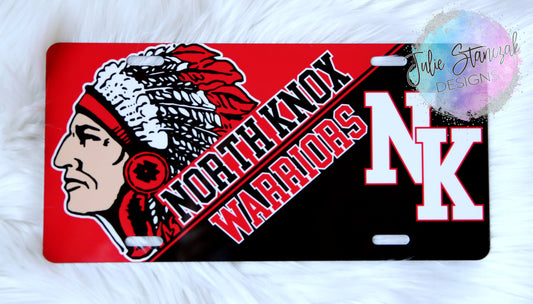 North Knox Warriors License Plate Slant