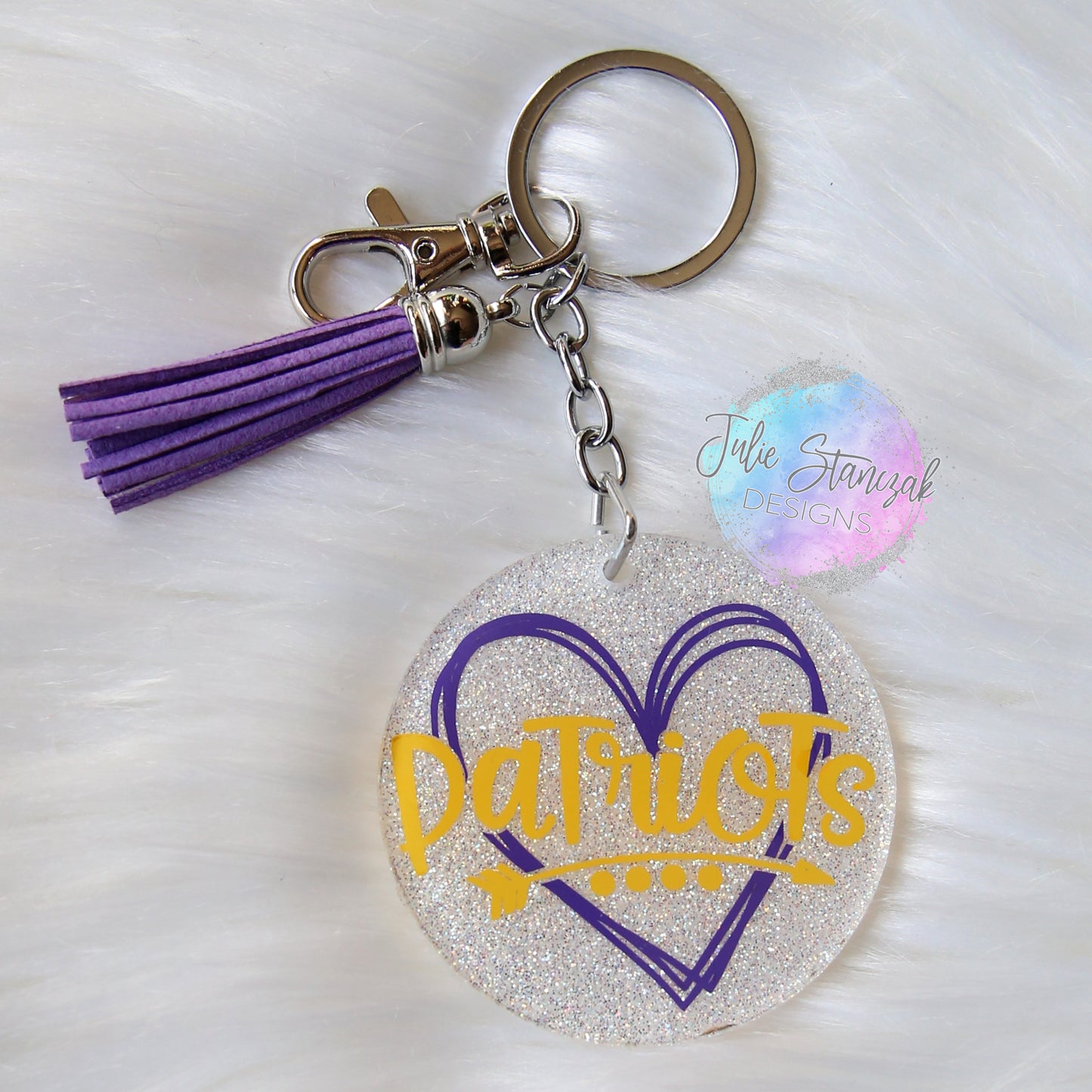 Rivet Patriots Glitter Keychain Heart