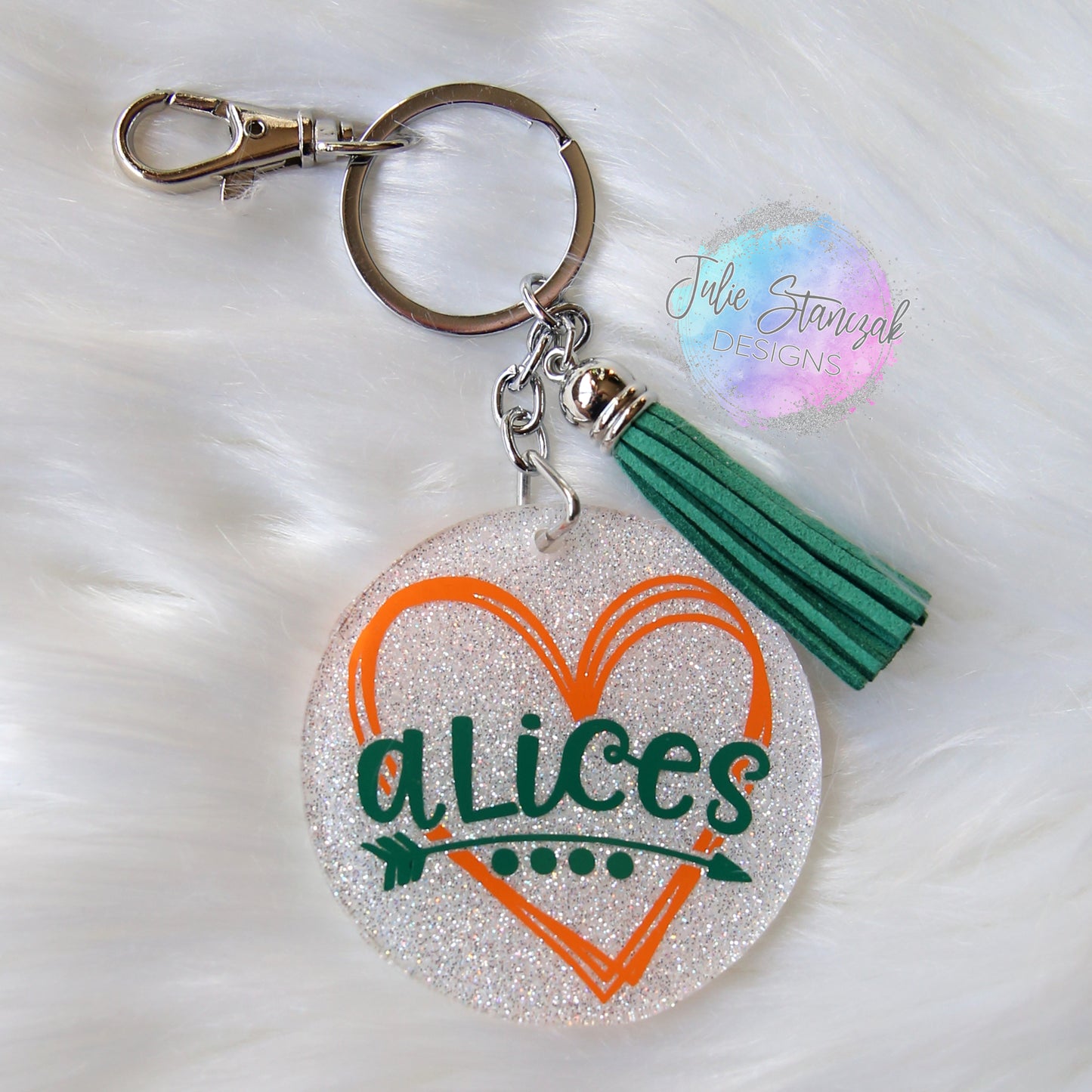 Vincennes Lincoln Alices Glitter Keychain Heart