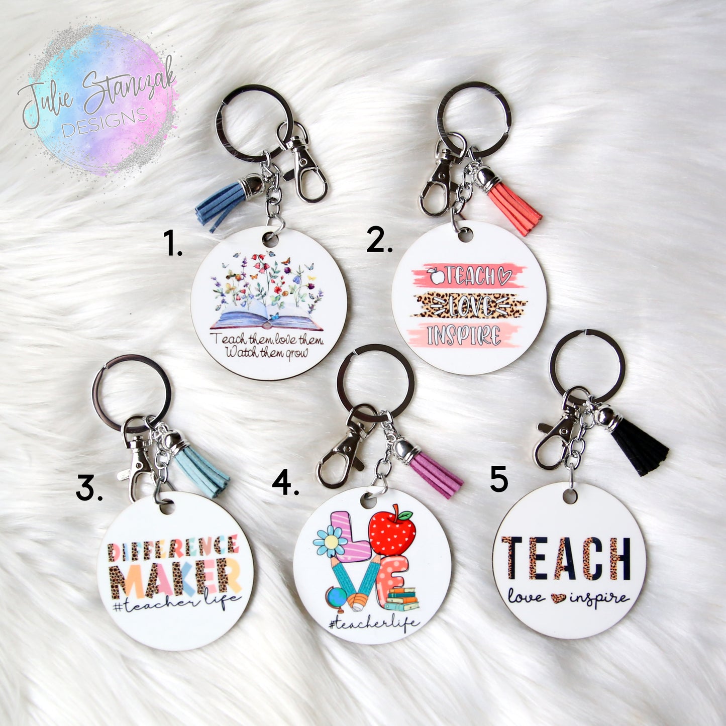 Teacher Keychain Bag Tag - 5 different designs RTS