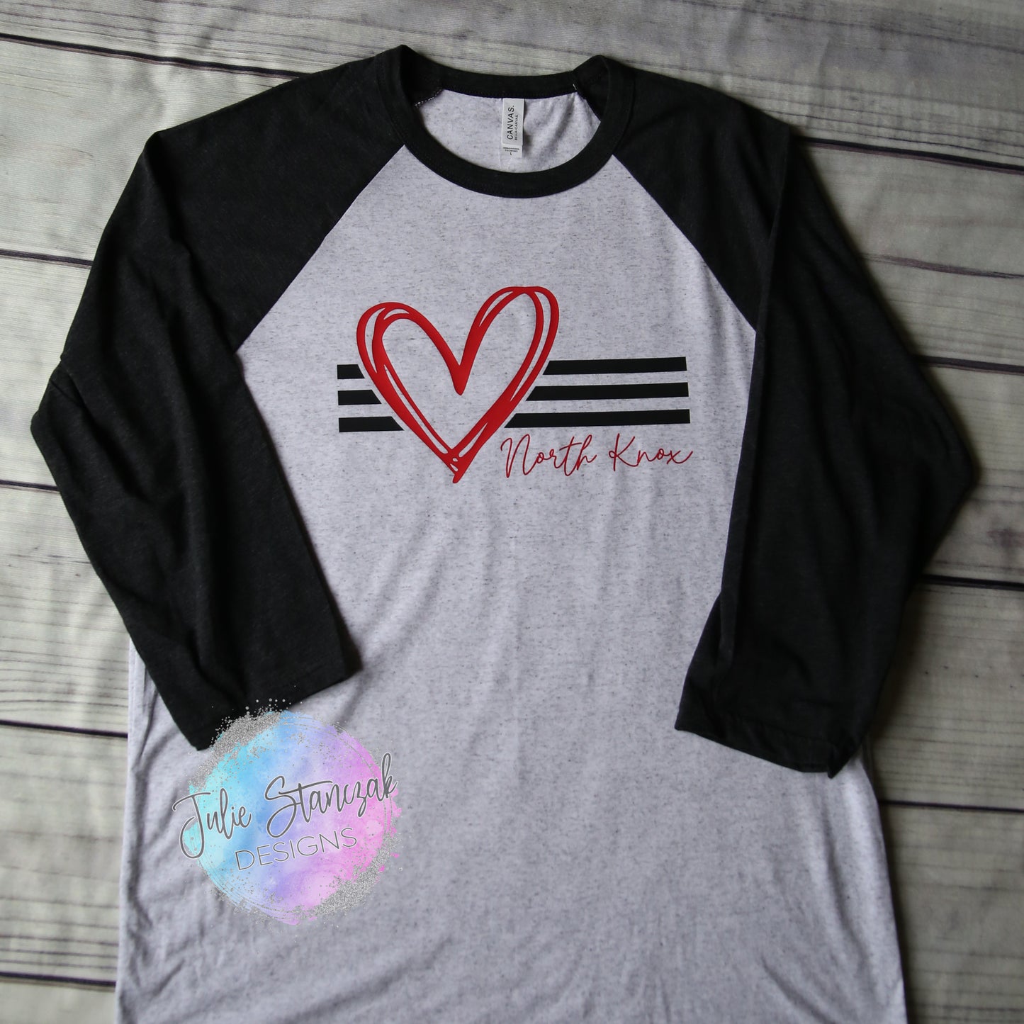 North Knox Warriors Heart 3/4 Sleeve Raglan RTS