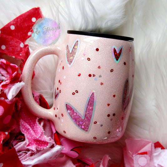 Valentine's Day Hearts Peekaboo Glitter Mug