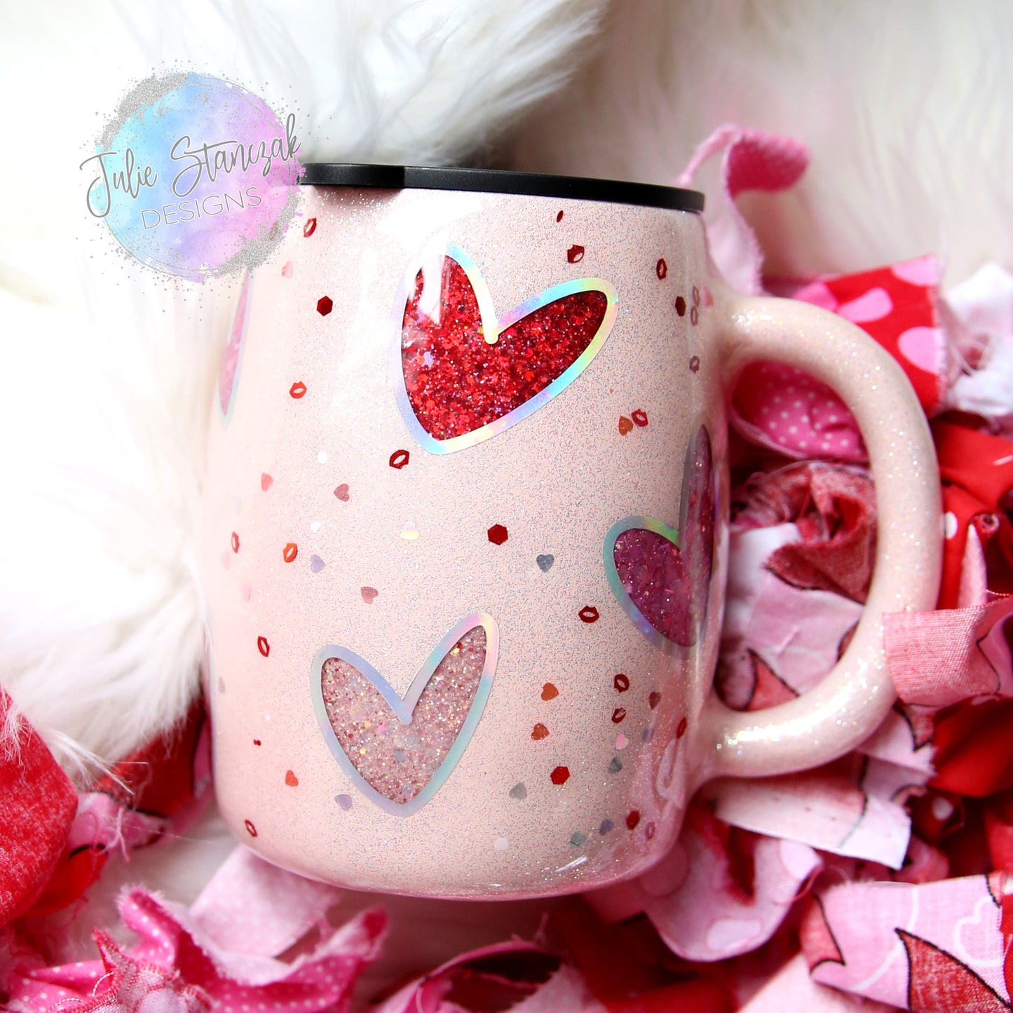 Valentine's Day Hearts Peekaboo Glitter Mug